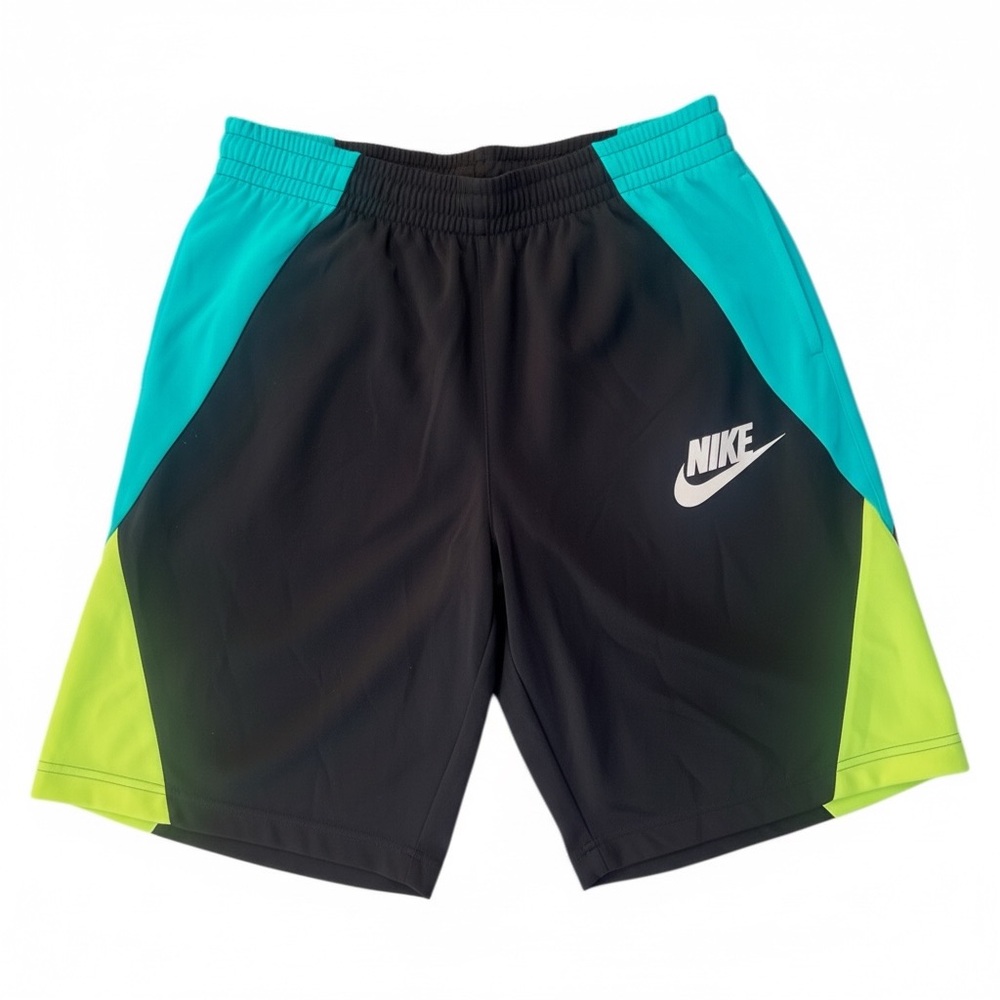 🟢 Nike Colorblock Athletic Shorts Men’s L Black Teal‎ Green